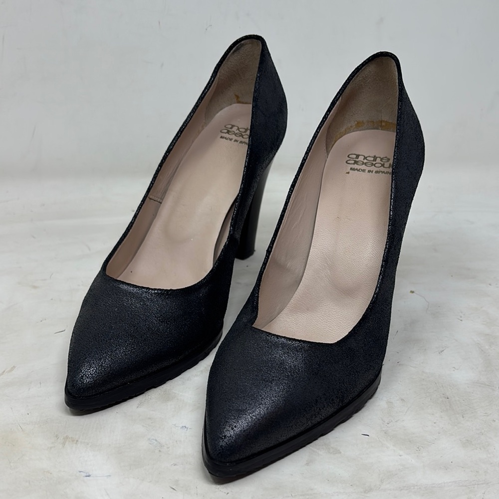 Andre Assous Sandy Pewter Pointed Toe Pumps Brushed Suede size 41
